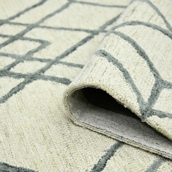 AMER Rugs Vista VIS-4 Hand-Hooked Geometric Farmhouse Area Rug Ivory 9' x 13'