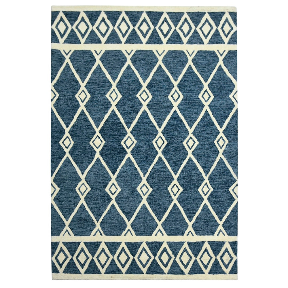AMER Rugs Vista VIS-6 Hand-Hooked Geometric Farmhouse Area Rug Navy 9' x 13'