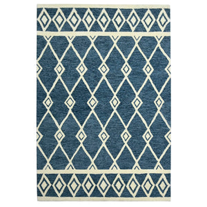 AMER Rugs Vista VIS-6 Hand-Hooked Geometric Farmhouse Area Rug Navy 9' x 13'