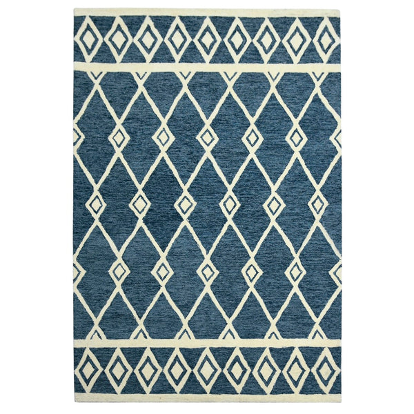 AMER Rugs Vista VIS-6 Hand-Hooked Geometric Farmhouse Area Rug Navy 9' x 13'