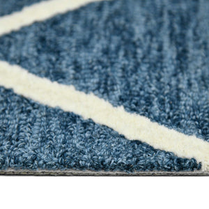 AMER Rugs Vista VIS-6 Hand-Hooked Geometric Farmhouse Area Rug Navy 9' x 13'