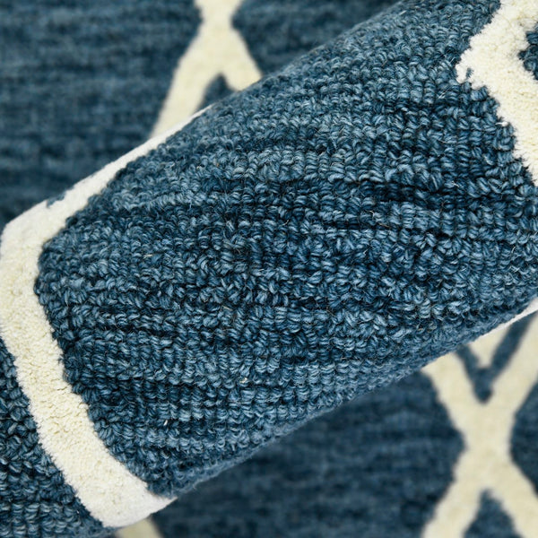 AMER Rugs Vista VIS-6 Hand-Hooked Geometric Farmhouse Area Rug Navy 9' x 13'