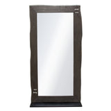 Vista Solid Acacia Wood Mirror w/ Live Edge w/ Silver Inlay & Black Self-Supporting Stand