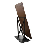 Vista Solid Acacia Wood Mirror w/ Live Edge in Walnut Finish w/ Gold Inlay & Black Self-Supporting Stand by Diamond Sofa