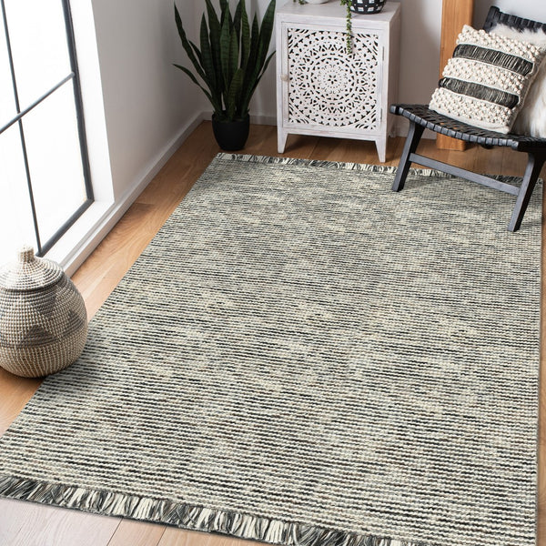 AMER Rugs Vivid VIV-2 Hand-Loomed Striped Farmhouse Area Rug Gray 9' x 12'