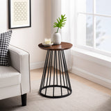 Walker Edison Vivian Modern/Contemporary 16" Modern Side Table with Metal Caged Base VIVL8KDW