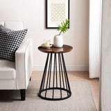 Walker Edison Vivian Modern/Contemporary 16" Modern Side Table with Metal Caged Base VIVL8KDW