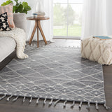 Nikki Chu by Jaipur Living Rhea Handmade Trellis Gray/ Ivory Area Rug (9'X12')