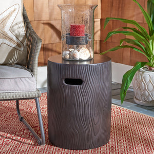 Trunk Indoor/Outdoor Modern Concrete Round 16.5 Inch H Accent Table