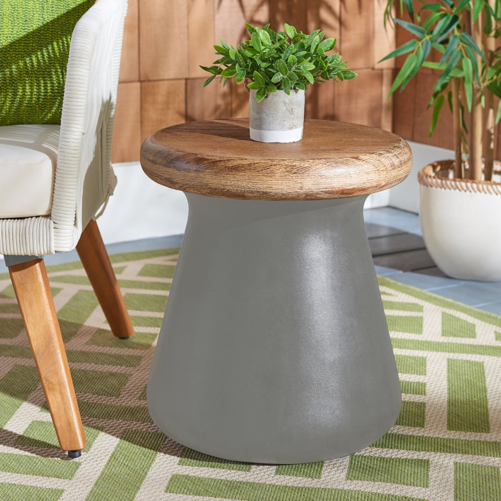 Button Indoor/Outdoor Modern Concrete Round 18.1 Inch H Accent Table