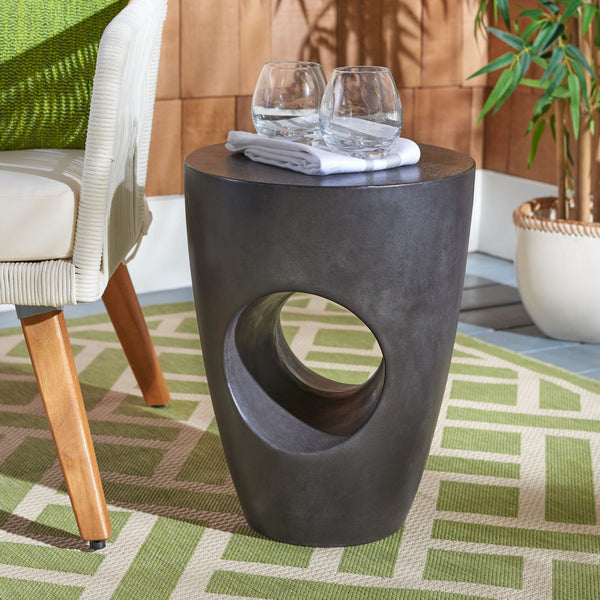 Aishi Indoor/Outdoor Modern Concrete Round 17.7 Inch H Accent Table