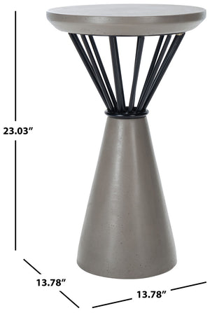 Akiko Concrete Accent Table - Tiki-Inspired Outdoor Decor with Chic Hourglass Design and Durability