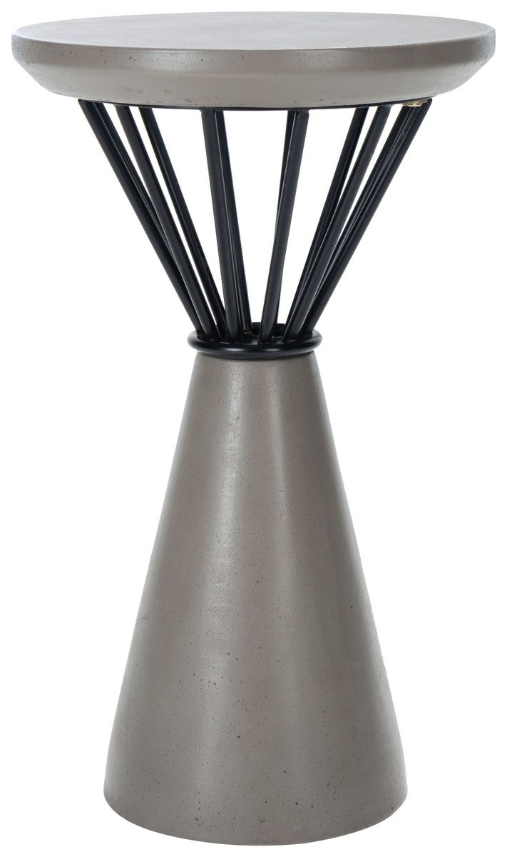 Akiko Concrete Accent Table - Tiki-Inspired Outdoor Decor with Chic Hourglass Design and Durability
