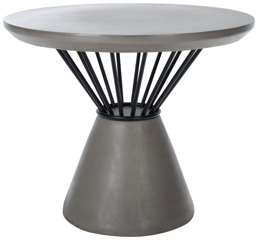Darien Tiki-Inspired Concrete Accent Table - Stylish Hourglass Design for Outdoor Décor, Dark Grey