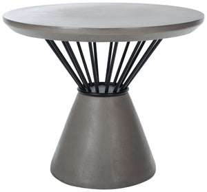 Darien Tiki-Inspired Concrete Accent Table - Stylish Hourglass Design for Outdoor Décor, Dark Grey