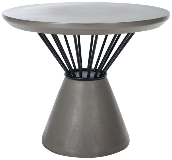 Darien Tiki-Inspired Concrete Accent Table - Stylish Hourglass Design for Outdoor Décor, Dark Grey