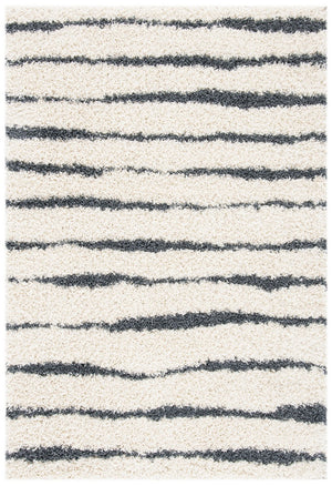 Venus Shag 600 Venus Shag 603 Shag Power Loomed 100 % Polypropylene Pile Rug Ivory / Dark Grey