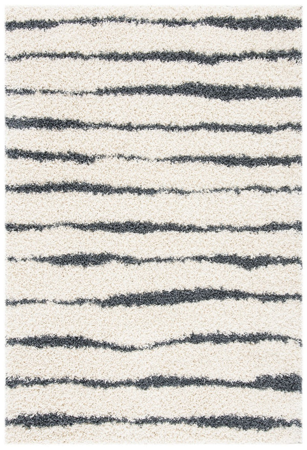 Venus Shag 600 Venus Shag 603 Shag Power Loomed 60% Polypropylene 35% Recycled Polyester 5% Latex Rug Ivory / Dark Grey