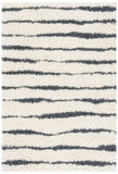 Venus Shag 600 Venus Shag 603 Shag Power Loomed 100 % Polypropylene Pile Rug Ivory / Dark Grey