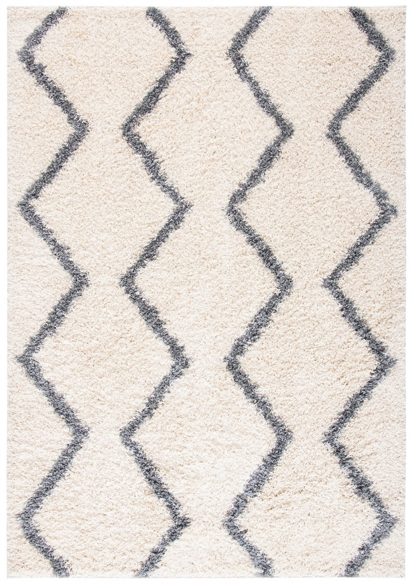 Venus Shag 600 Venus Shag 680 Shag Power Loomed 100 % Polypropylene Pile Rug Ivory / Grey