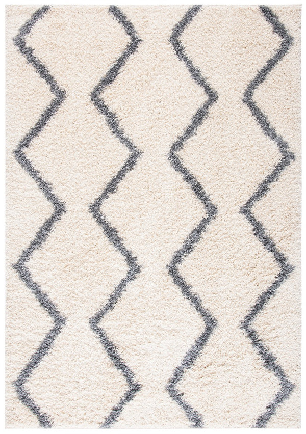Venus Shag 600 Venus Shag 680 Shag Power Loomed 100 % Polypropylene Pile Rug Ivory / Grey
