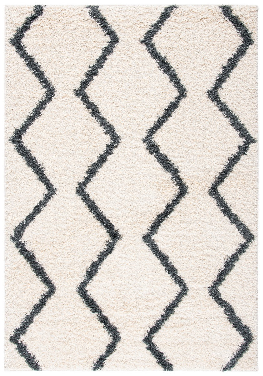 Venus Shag 600 Venus Shag 680 Shag Power Loomed 100 % Polypropylene Pile Rug Ivory / Dark Grey