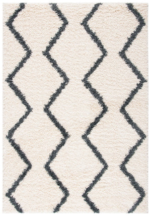 Venus Shag 600 Venus Shag 680 Shag Power Loomed 100 % Polypropylene Pile Rug Ivory / Dark Grey