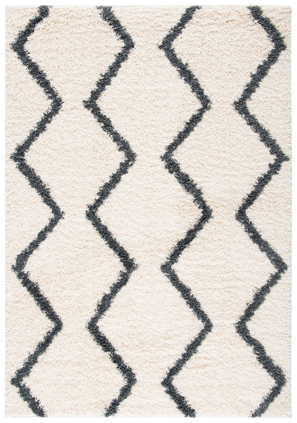 Venus Shag 600 Venus Shag 680 Shag Power Loomed 100 % Polypropylene Pile Rug Ivory / Dark Grey