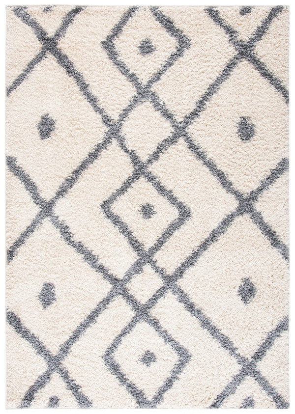 Venus Shag 600 Venus Shag 683 Shag Power Loomed 100 % Polypropylene Pile Rug Ivory / Grey