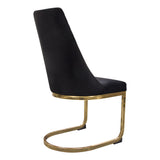 Vogue Set of (2) Dining Chairs in Black Velvet with Polished Gold Metal Base by Diamond Sofa