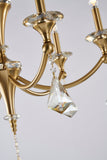 Bethel Stain Brass Chandelier in Iron & Crystal