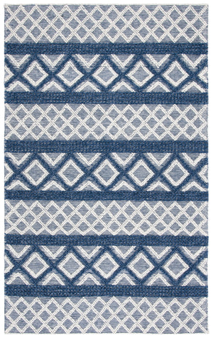 Vermont 211 Hand Woven 60% Wool, 40% Cottton 0 Rug Ivory / Blue 60% Wool, 40% Cottton VRM211N-5