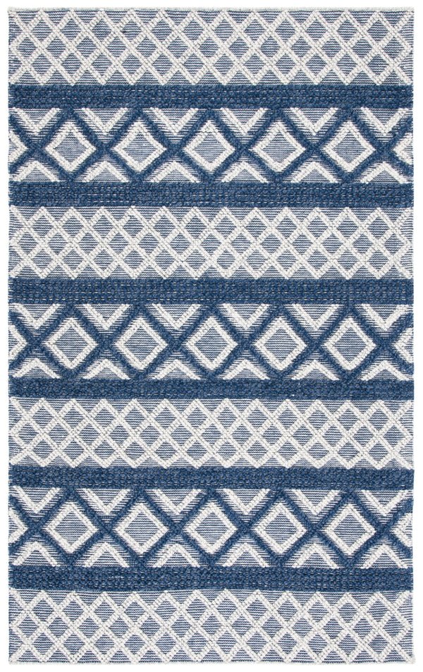 Vermont 211 Hand Woven 60% Wool, 40% Cottton 0 Rug Ivory / Blue 60% Wool, 40% Cottton VRM211N-5