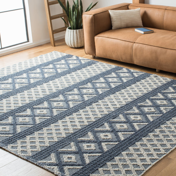 Vermont 211 Hand Woven 60% Wool, 40% Cottton 0 Rug Ivory / Blue 60% Wool, 40% Cottton VRM211N-8