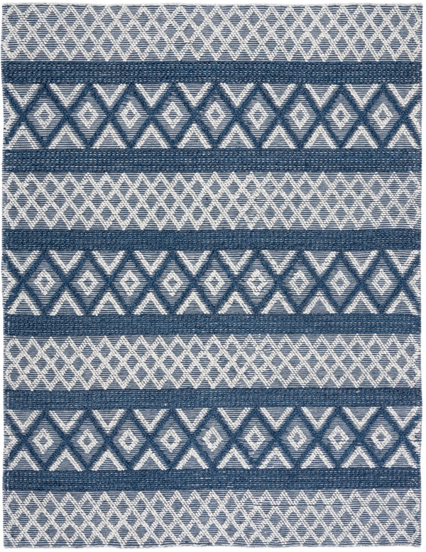 Vermont 211 Hand Woven 60% Wool, 40% Cottton 0 Rug Ivory / Blue 60% Wool, 40% Cottton VRM211N-8