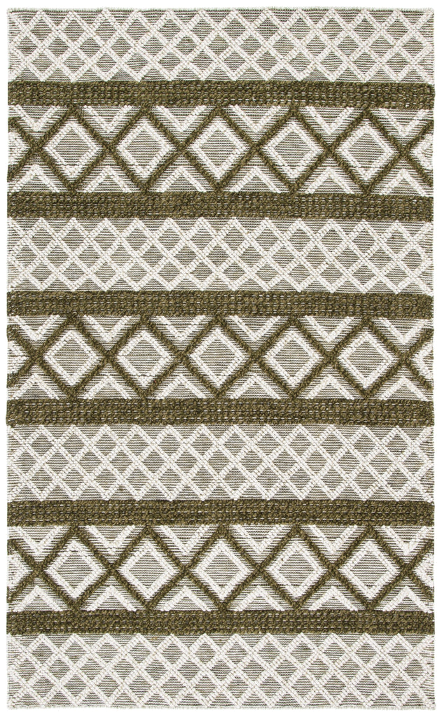 Vermont 211 Hand Woven 60% Wool, 40% Cottton 0 Rug Ivory / Dark Green 60% Wool, 40% Cottton VRM211Y-5