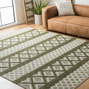 Vermont 211 Hand Woven 60% Wool, 40% Cottton 0 Rug Ivory / Dark Green 60% Wool, 40% Cottton VRM211Y-8