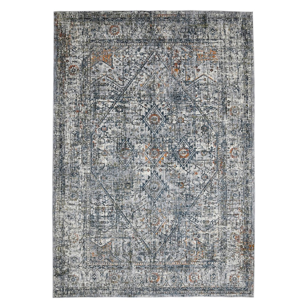 AMER Rugs Vermont VRM-3 Power-Loomed Bordered Transitional Area Rug Gray/Ivory 9'10" x 13'1"