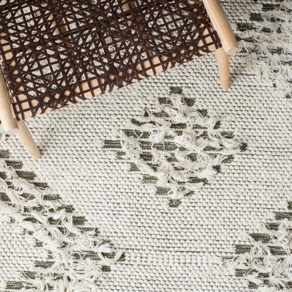 Vermont 501 Flat Weave 60% Wool, 40% Cotton 0 Rug Ivory / Green 60% Wool, 40% Cotton VRM501A-4