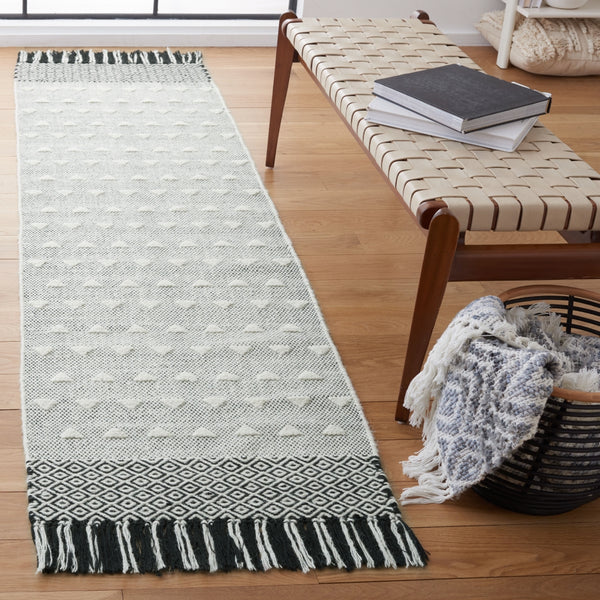 Vermont 503 Flat Weave 50% Wool, 50% Cotton 0 Rug Ivory / Black 50% Wool, 50% Cotton VRM503A-28