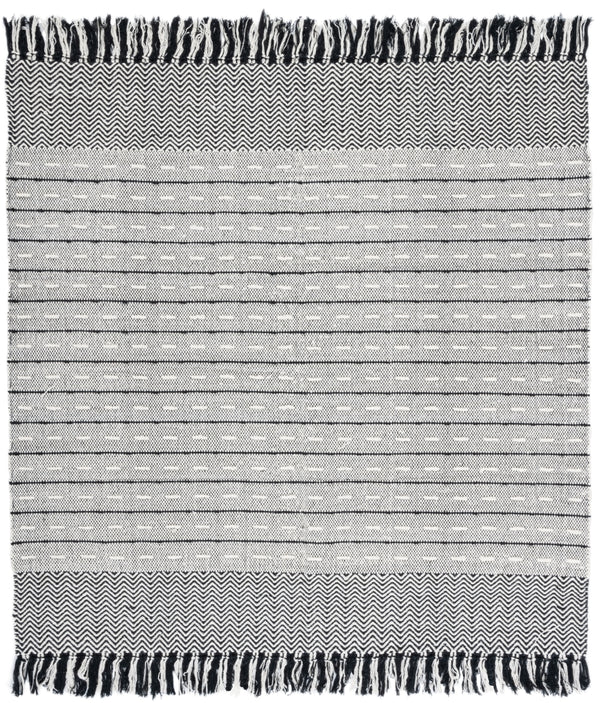 Vermont 504 Flat Weave 50% Wool, 50% Cotton 0 Rug Ivory / Black 50% Wool, 50% Cotton VRM504A-6SQ