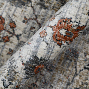 AMER Rugs Vermont VRM-6 Power-Loomed Bordered Transitional Area Rug Ivory/Gray 9'10" x 13'1"