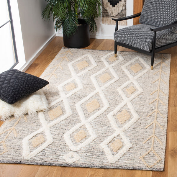 Safavieh Vermont Woollen Dhurry (Hand-Loomed) 60% Wool 40% Cotton Rug Gold / Ivory VRM601D-5