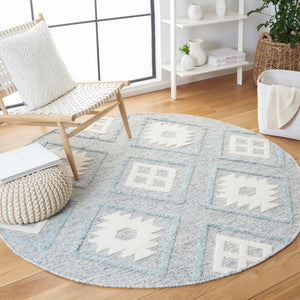 Safavieh Vermont Woollen Dhurry (Hand-Loomed) 60% Wool 40% Cotton Rug Blue / Ivory VRM601M-6R