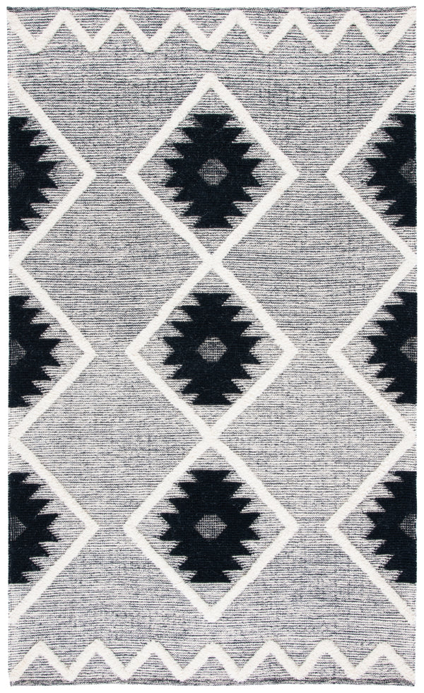 Safavieh Vermont Woollen Dhurry (Hand-Loomed) 60% Wool 40% Cotton Rug Black / Ivory VRM602H-5