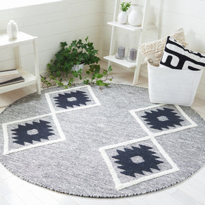 Safavieh Vermont Woollen Dhurry (Hand-Loomed) 60% Wool 40% Cotton Rug Black / Ivory VRM602H-6R