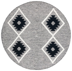 Safavieh Vermont Woollen Dhurry (Hand-Loomed) 60% Wool 40% Cotton Rug Black / Ivory VRM602H-6R