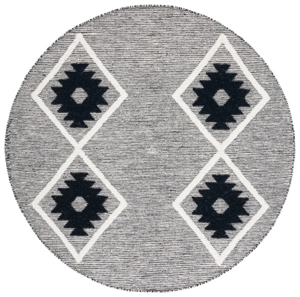 Safavieh Vermont Woollen Dhurry (Hand-Loomed) 60% Wool 40% Cotton Rug Black / Ivory VRM602H-6R