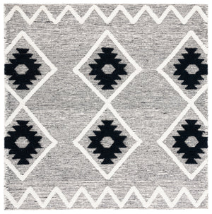 Safavieh Vermont Woollen Dhurry (Hand-Loomed) 60% Wool 40% Cotton Rug Black / Ivory VRM602H-6SQ