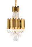 Bethel Gold Chandelier in Stainless Steel & Crystal